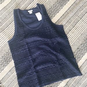 JCREW Navy Blue Crochet Tank Top